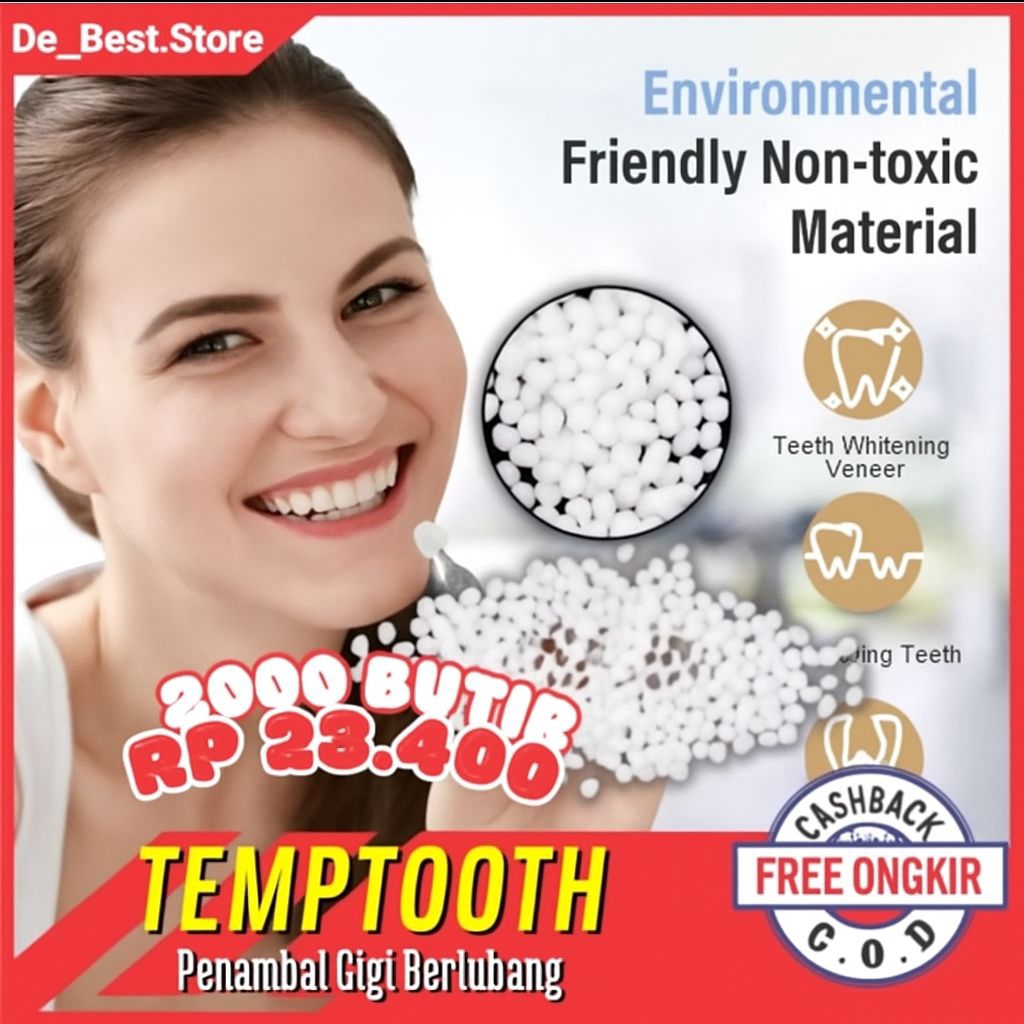 Star+ TEMPTOOTH Penambal Gigi - Temptooth Tambal Gigi Palsu Butiran - Temptooth Temporary Tooth Repa