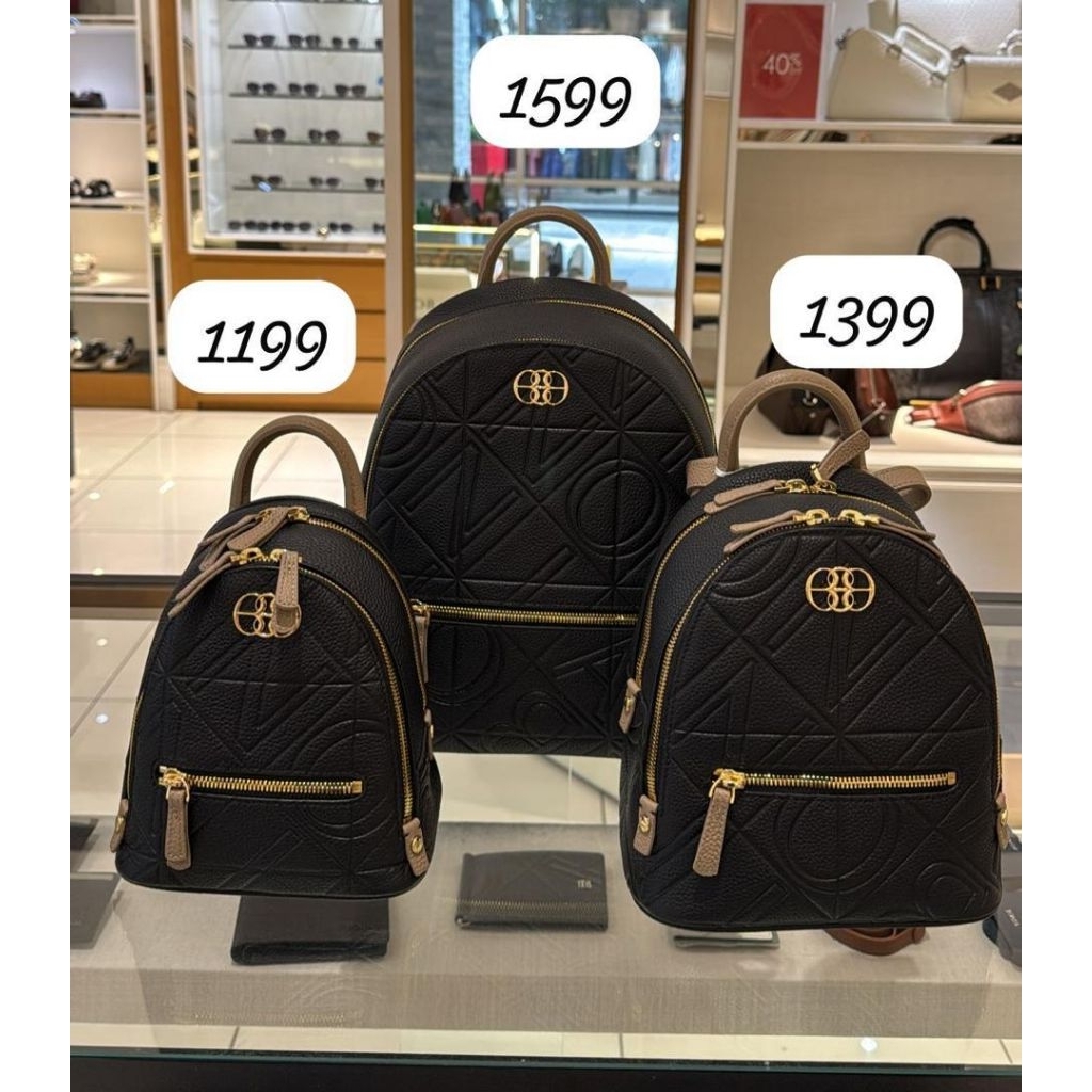 SALE tas ransel bonia original backpack leather emboss hitam