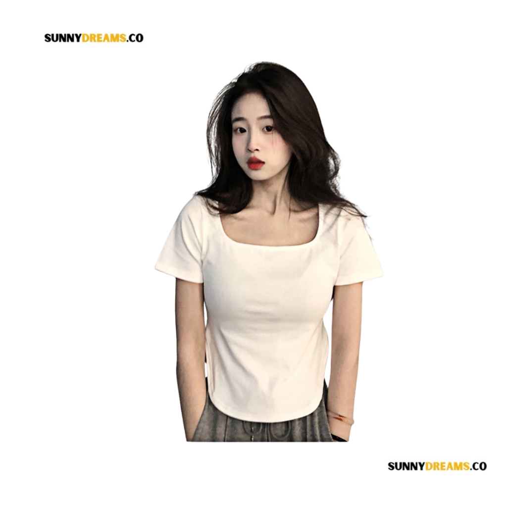 Sunnydream - Atasan Crop Top Slimfit Korea Style Cocok untuk Fashion_Crop Top Cewek