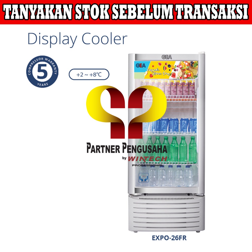 GEA EXPO-26FR Display Cooler / Showcase 1 Pintu / Kulkas Kaca Berdiri / Chiller / Kulkas Minuman Kac