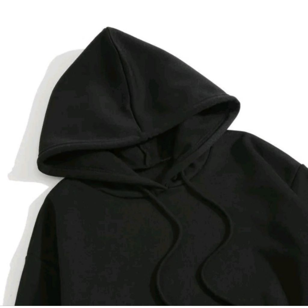 Hoodie polos hitam tebal