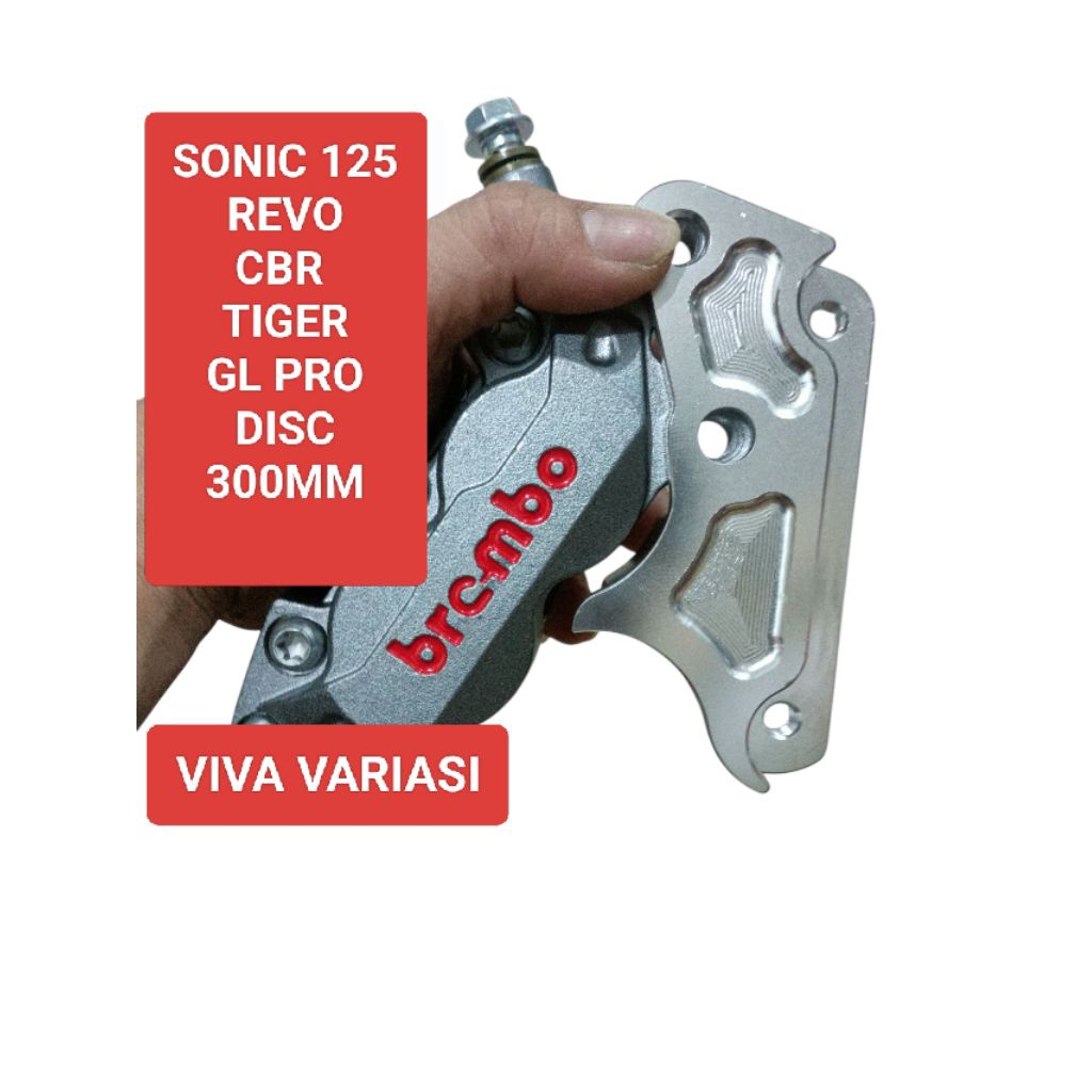 PAKET KALIPER BIGPOT DEPAN 4 PISTON SONIC - CBR - TIGER - GL PRO - REVO + BREKET DISC CAKRAM 300MM