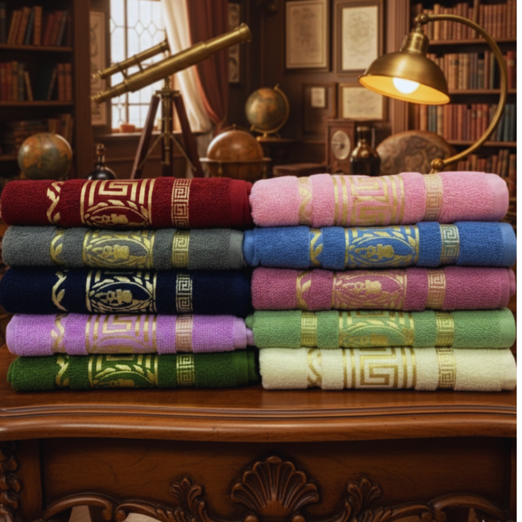 Handuk Katun Egyptian / Handuk Mandi Dewasa 100% Cotton Motif Mewah Emas Tebal