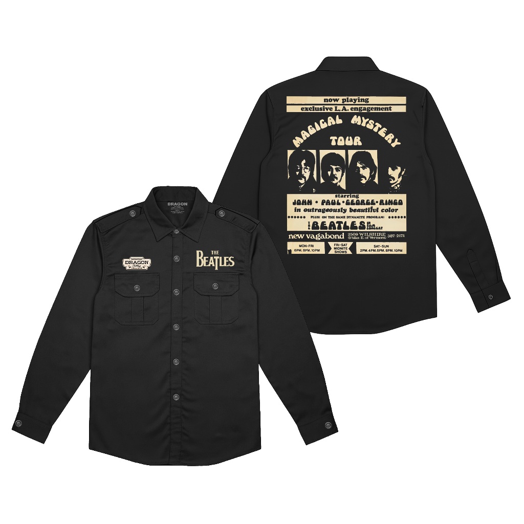 Kemeja Pria Workshirt The Beatles Tour Pdh Lengan Panjang Bahan American Drill Dragon Clothing