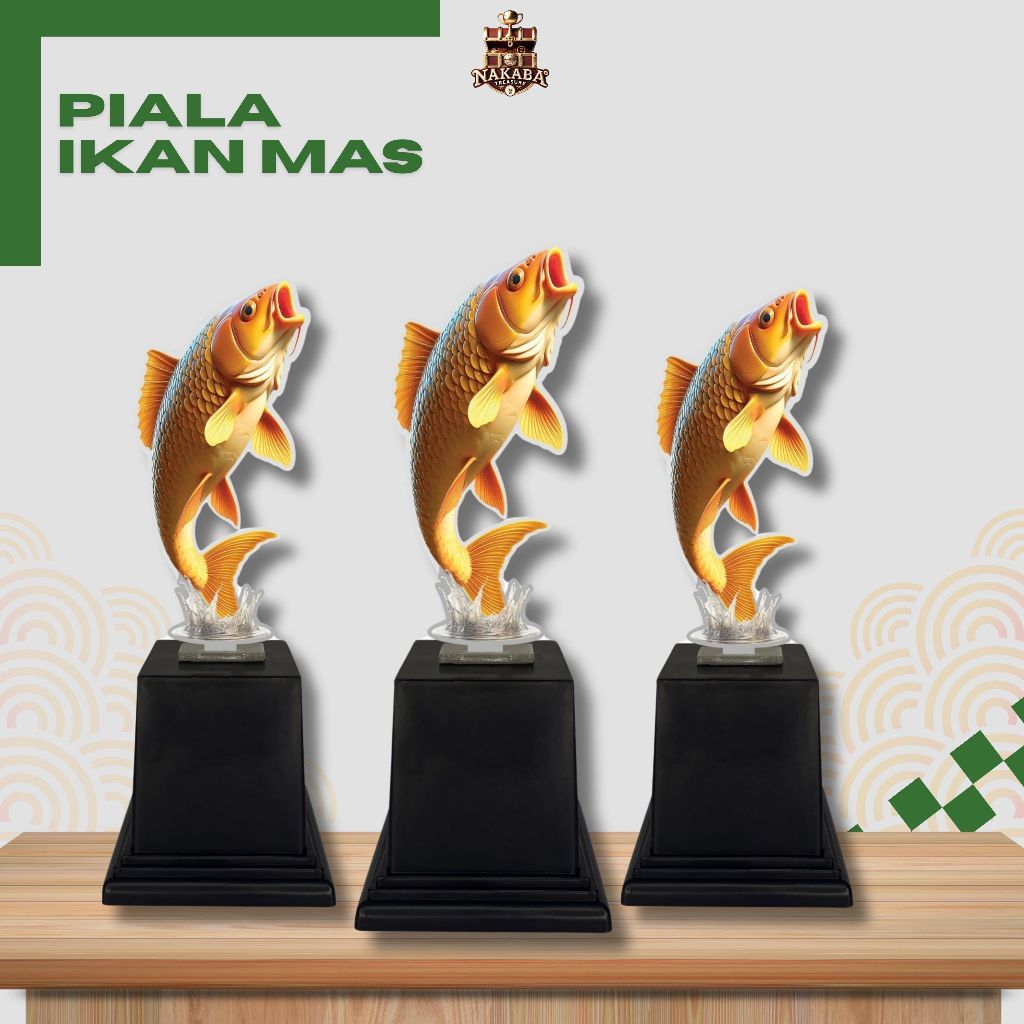 Piala Akrilik Penghargaan & Kejuaraan Memancing Motif Ikan Mas| Hadiah | Liga | Kontes | Turnamen