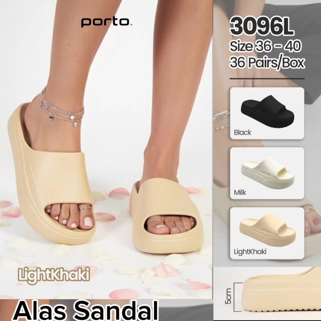Sandal Selop Wanita Porto 3096/Sandal Selop Wanita Kekinian/Sandal Selop Wanita Motif Polos