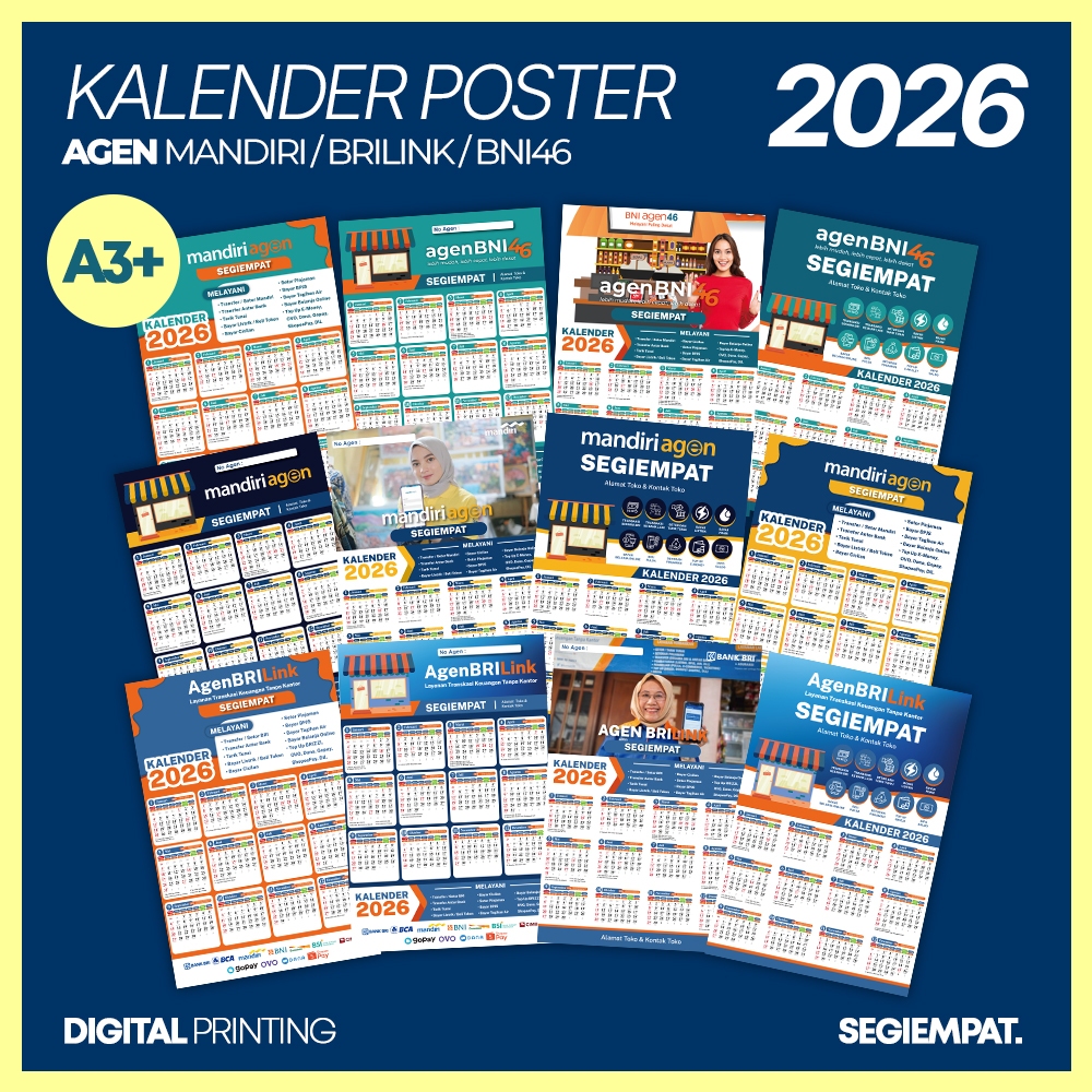 KALENDER 2026 POSTER CUSTOM AGEN BRILINK MANDIRI BNI46 / KALENDER DINDING CUSTOM 2026 | segiempat