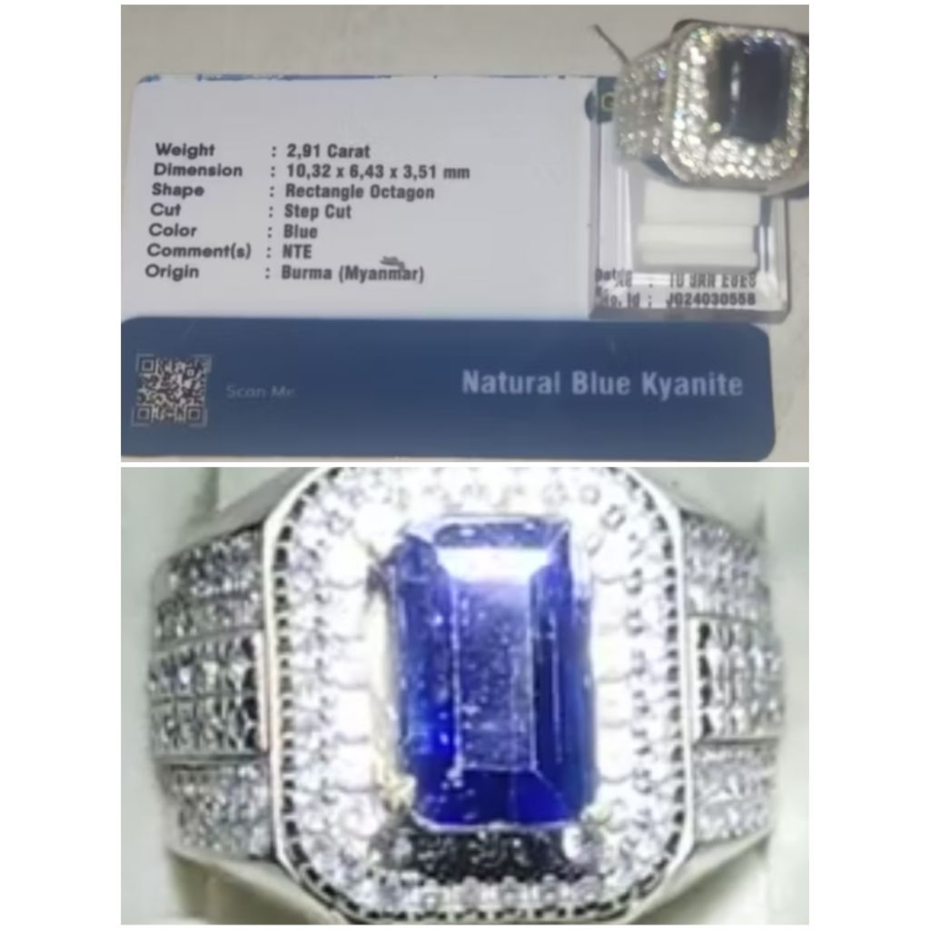 Natural Blue Kyanite + Memo, Kode 52