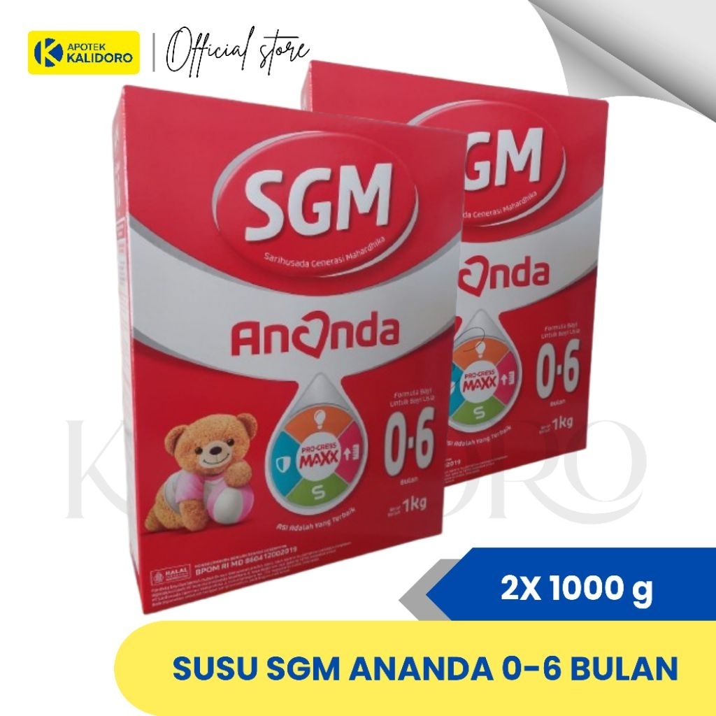 2 BOX SGM ANANDA 0-6 BULAN 1KG, SUSU FORMULA UNTUK ANAK USIA 0-6 BULAN BERAT 2X 1000 GRAM COD TERMUR