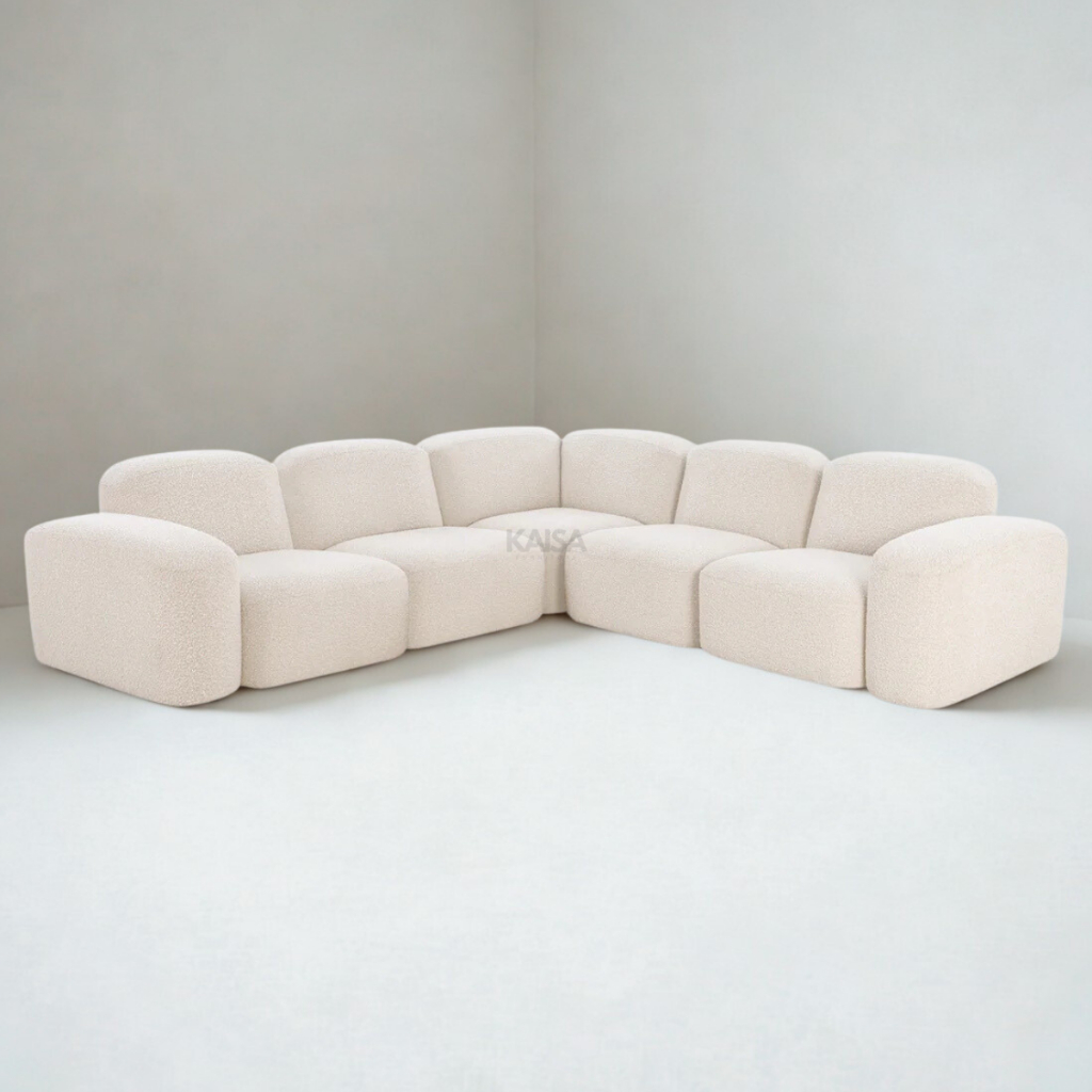 Sofa Sudut Modular Boucle Modern – Sofa Ruang Tamu Besar Estetik