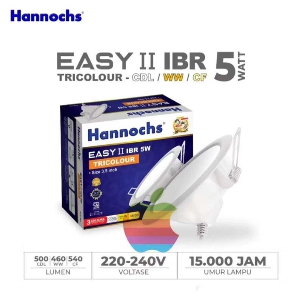 lampu downlight hannochs 5watt tricolour