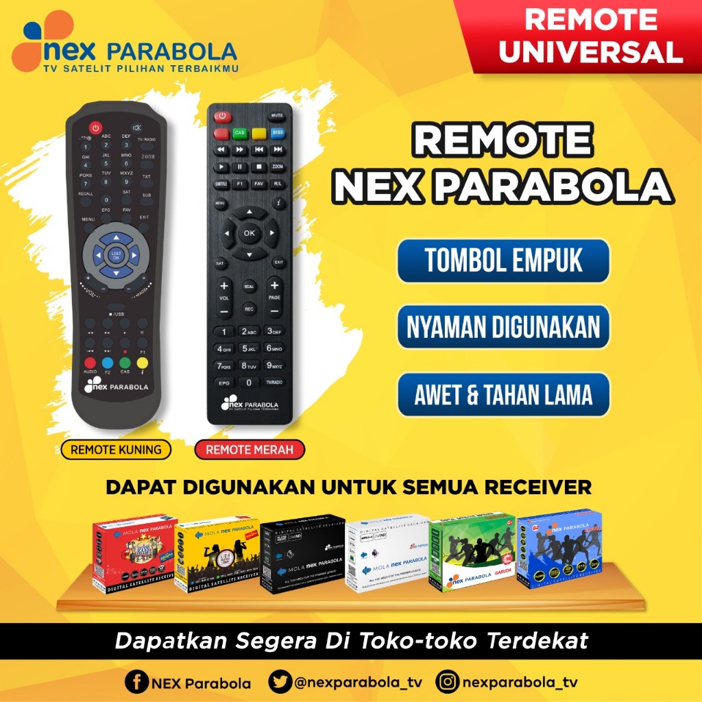Remote Nex Parabola Kuning Dangdut / Remot Universal Receiver Nex Parabola Mola Kuning Nex Parabola