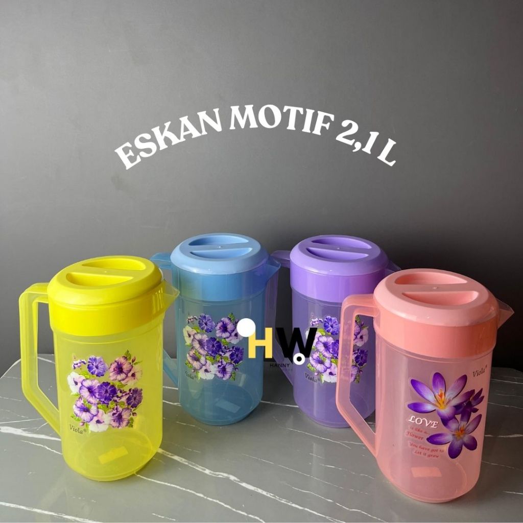 Eskan Leo 2,1 ltr / Teko Plastik Eskan Jumbo eko bening Tutup warna Jar Air Teko Murah Teko Jumbo Te