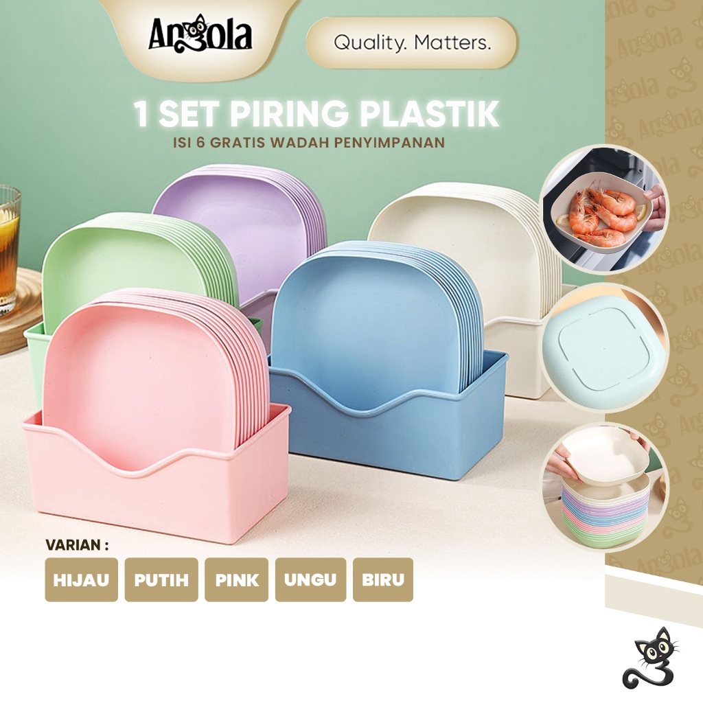 ANGOLA 1 Set Piring Plastik Isi 6PCS L11 Piring Kurma/Buah/Snack/Piring Mini Serbaguna