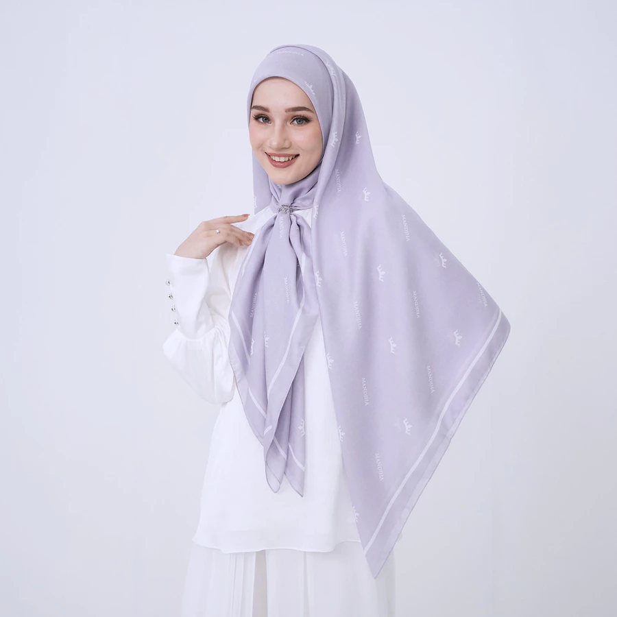 MANDJHA Victoria Lilac Scarf By IVAN GUNAWAN - Jilbab Hijab Segi Empat Motif ORIGINAL MANDJHA