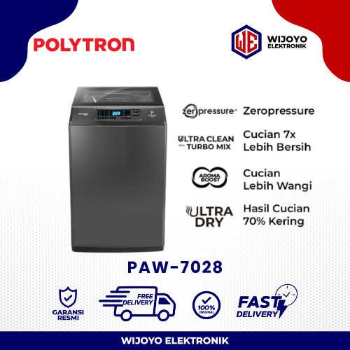 POLYTRON Mesin Cuci 1 Tabung Zeromatic Laguna Hijab 7 KG PAW 7028