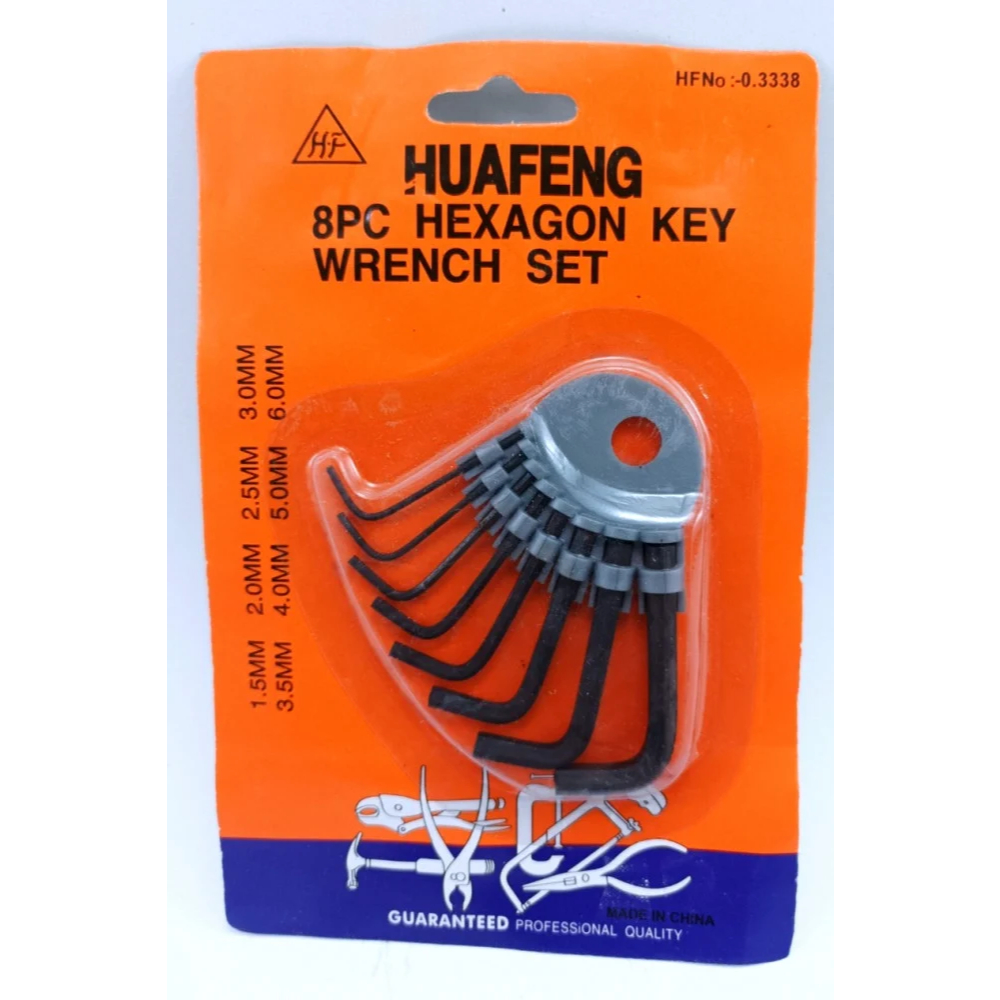 Kunci L Polos Pendek Set Hex Key Ring 1,5mm 2mm 2,5mm 3mm 3,5mm 4mm 5mm 6mm  mm 10in1 Tools Wrench Huafeng 8 in 1 8in1 8 Ukuran Kunci Hexagon Hexagonal Hex Key Wrench Set Kunci Mini Perkakas Buka Baut Motor Mobil Elektronik Kecil
