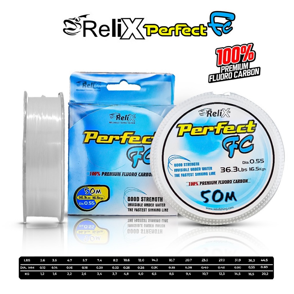 TERLARIS SENAR PANCING RELIX PERFECT FC FLUOROCARBON 100% PREMIUM 50M