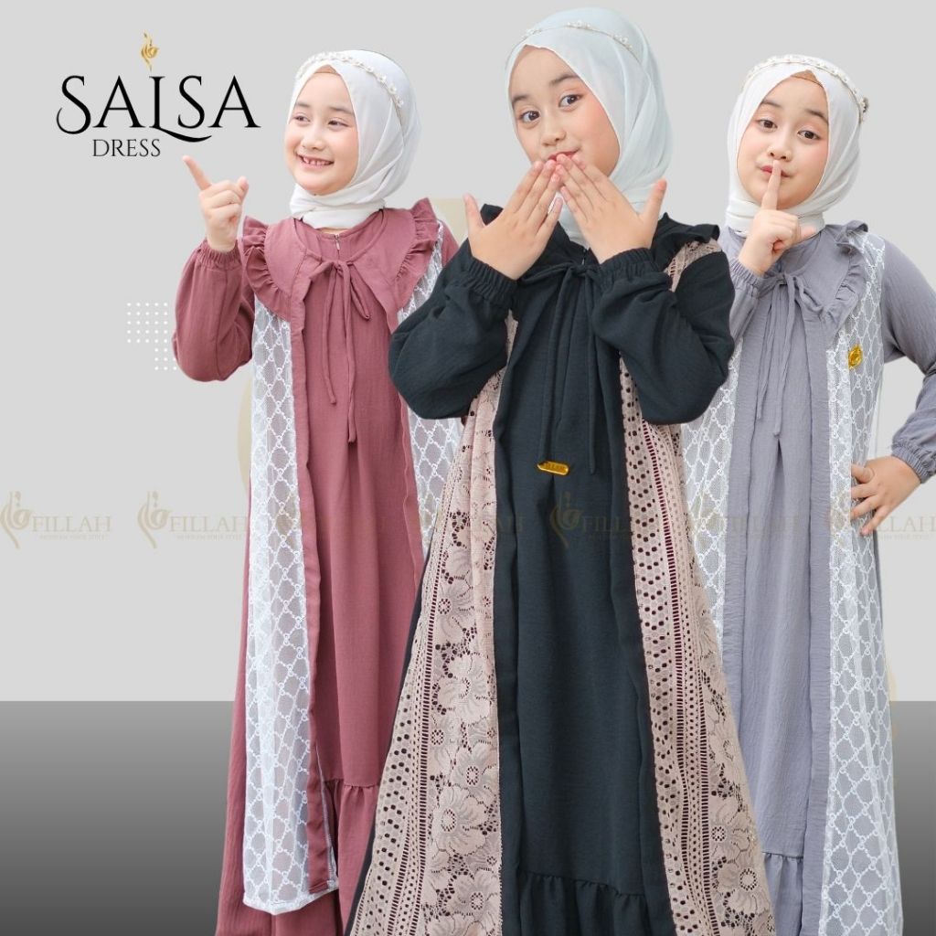 Gamis Anak Tanggung Salsa Dress 8-17 Tahun gamis anak remaja brokat gamis brokat anak remaja gamis k