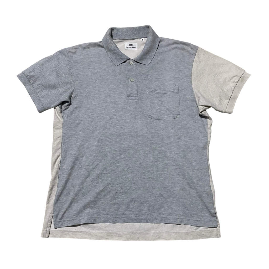 Uniqlo engineered garment grey white polo shirt