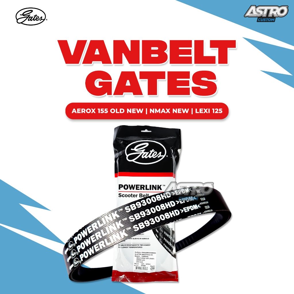 Vanbelt Gates Aerox 155 Lexi 125 NMAX 155 Mio M3 Soul GT Fino Xride Mio J 115 Vbelt V-belt Racing