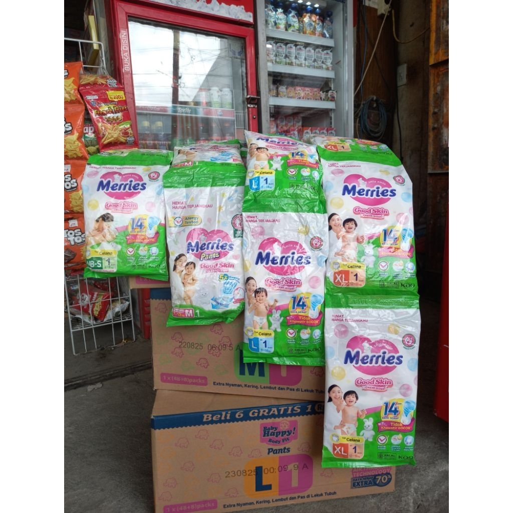 Merries Pants Popok Bayi Sekali Pakai 1 Renceng isi 6 Sachet meris pants Good Skin cegah iritasi