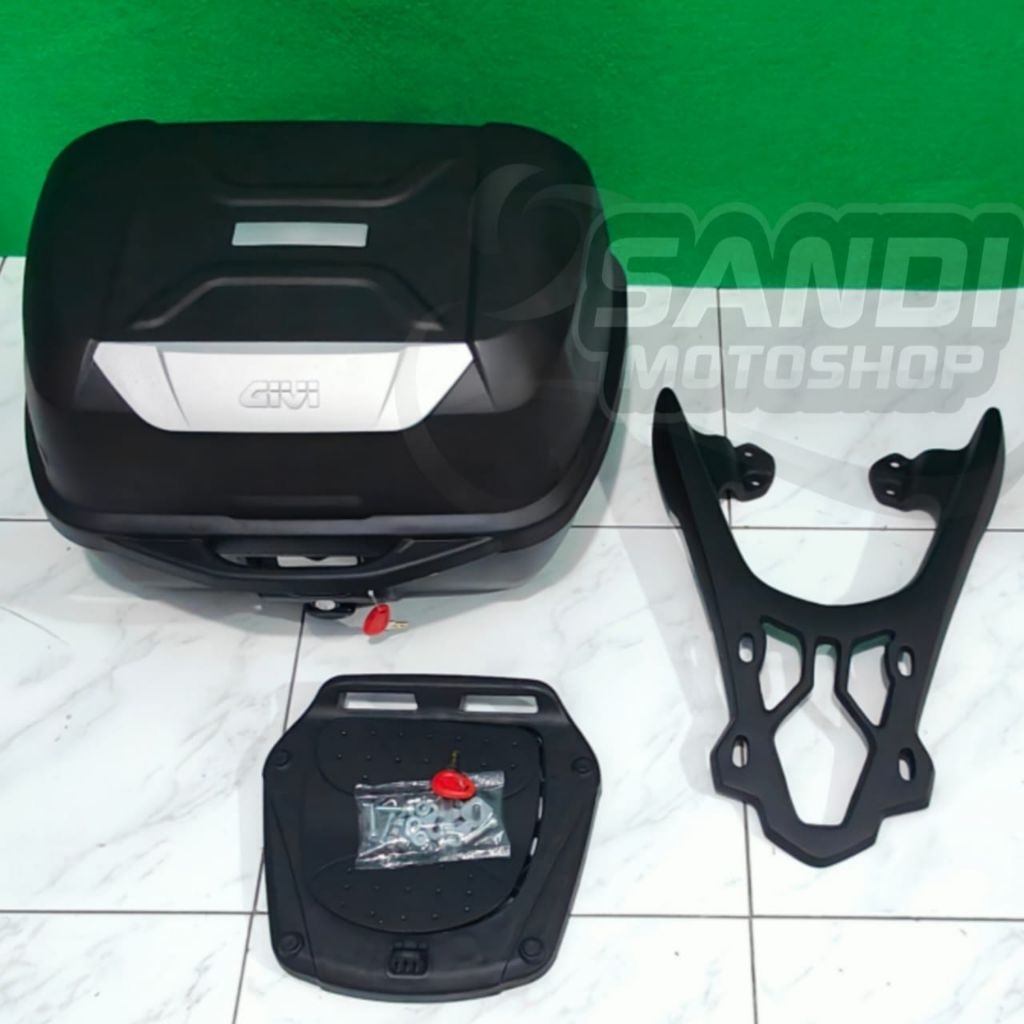 Paketan Box Givi E43 Ntl + Bracket Breket Box Lexi 155 & Lexi 125 / Box Givi E43 + Dudukan Box Binta