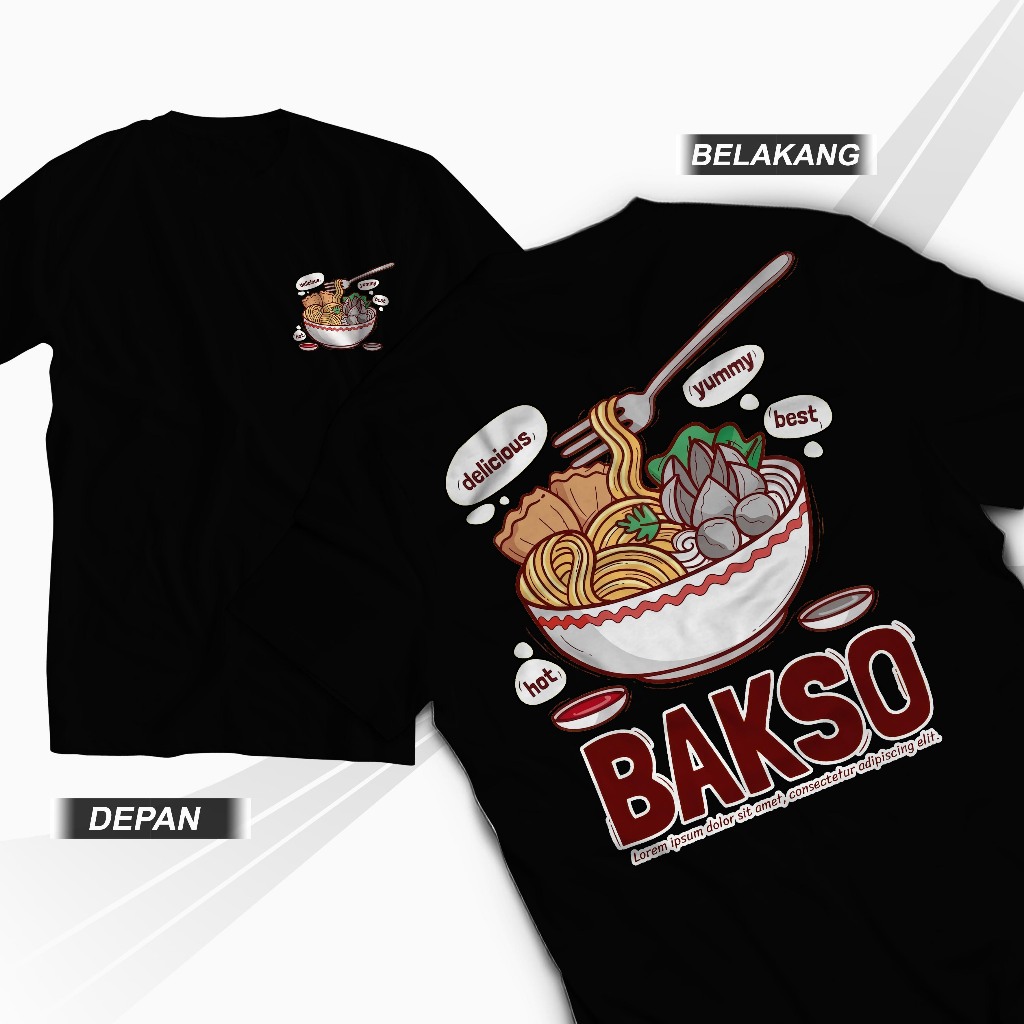 Kaos Bakso Kaos Kuliner Lengan Pendek Pria Wanita