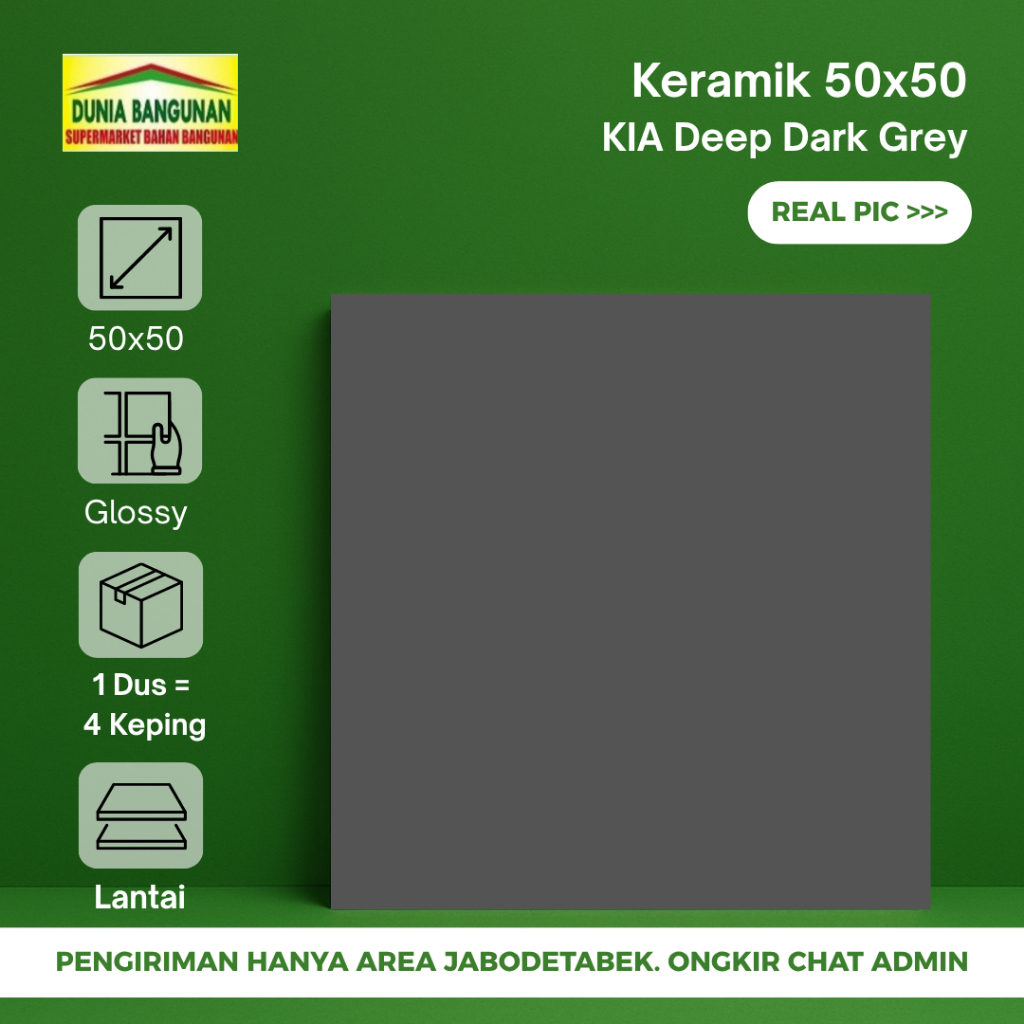 Keramik 50x50 Lantai Abu Doff KIA Deep Dark Grey Keramik Lantai Doff Abu Polos