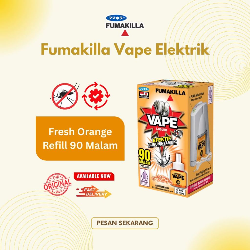 Refill Vape Fumakilla Obat Nyamuk Elektrik Set Liquid 90 Malam Orange - Refill Obat Nyamuk Elektrik