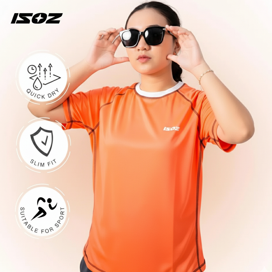 ISOZ Active Raglan Tee Peach - Sport Shirt Kaos Olahraga Lari Pink Peach Orange
