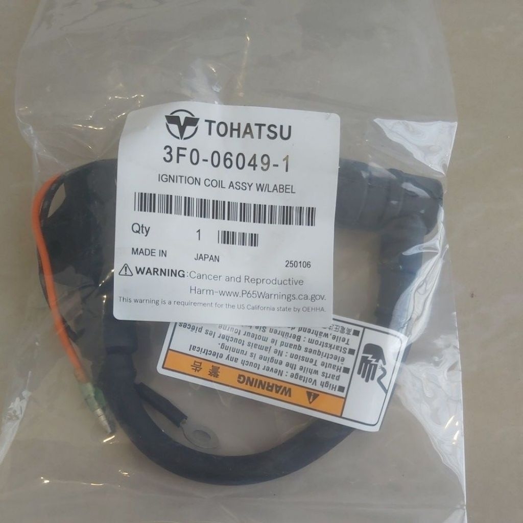 Ignition coil assy motor tempel Tohatsu 3.5 pk. Outboard Spare Parts. Asli.
