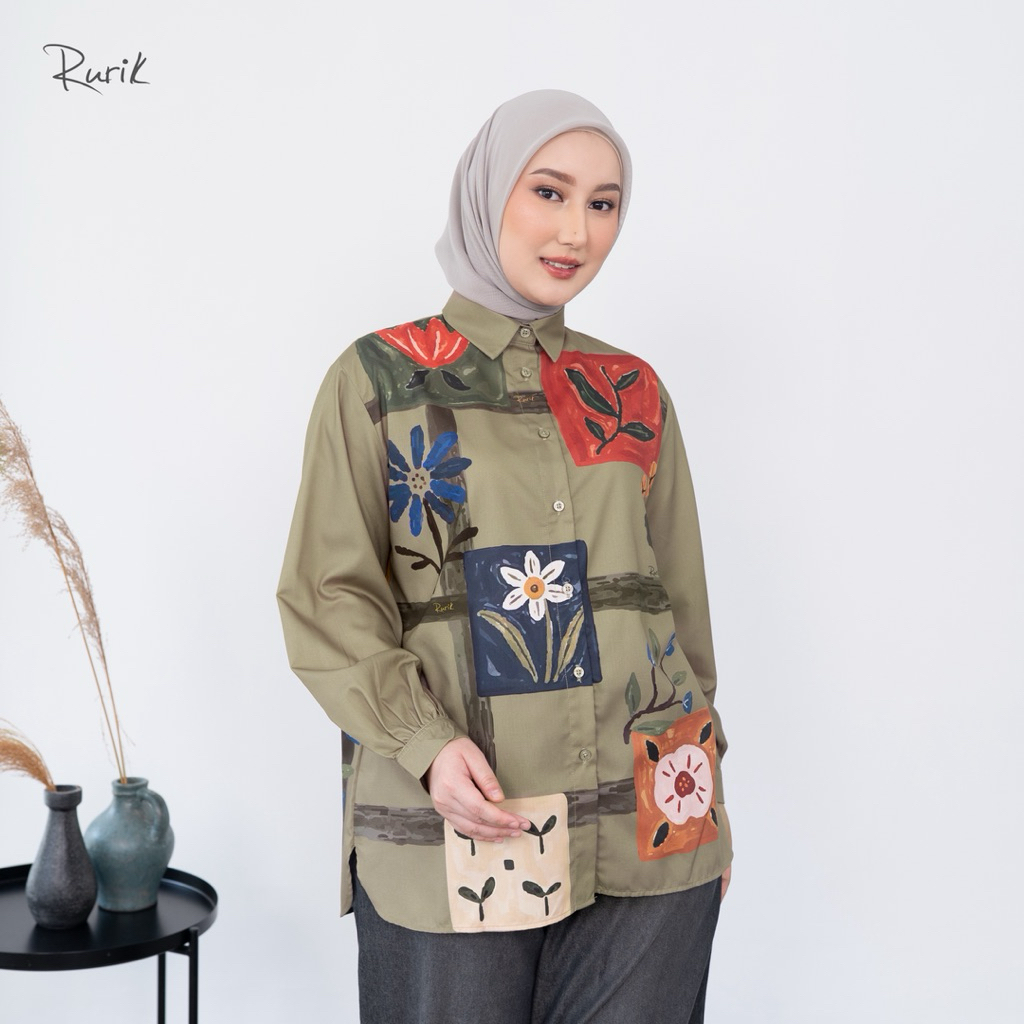 Rurik Kemeja Atasan Wanita Printing Maova Shirt