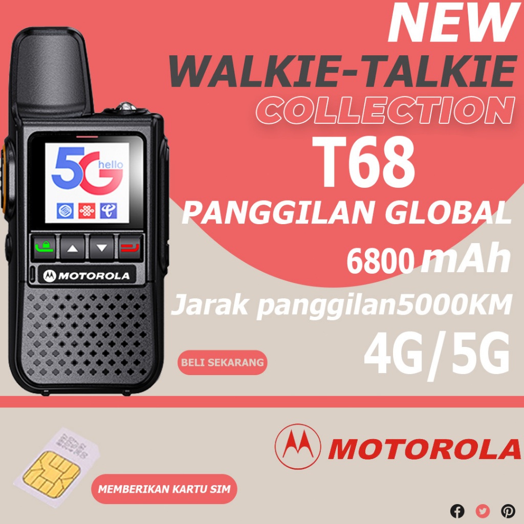 HT Motorola T68 POC GLOBAL OSAKA SIMCARD PERMANEN WALKIE TALKIE