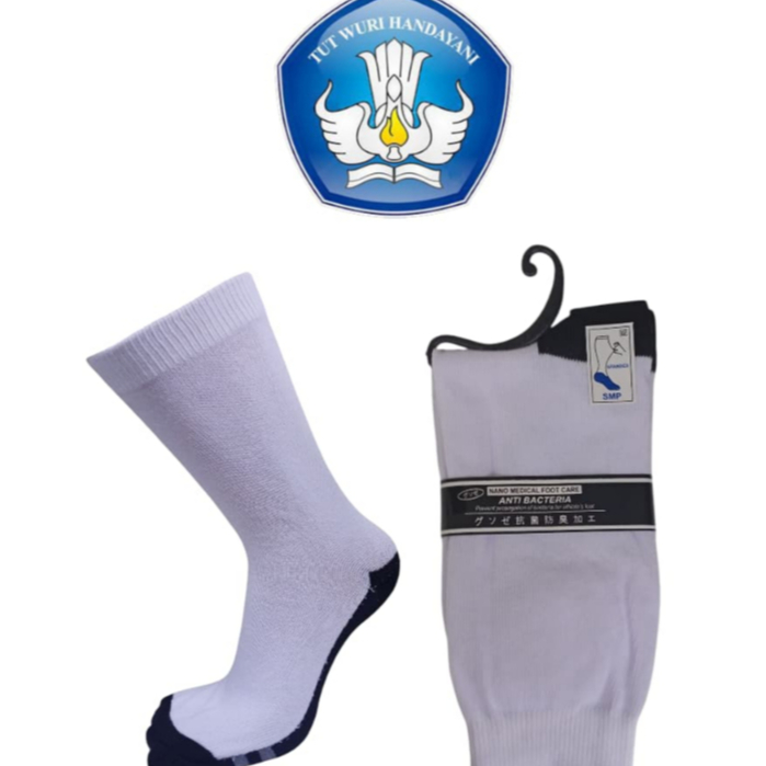 Kaos kaki sekolah putih tapak hitam tebal premium sd. smp. sma / kaos kaki anak sekolah putih hitam 