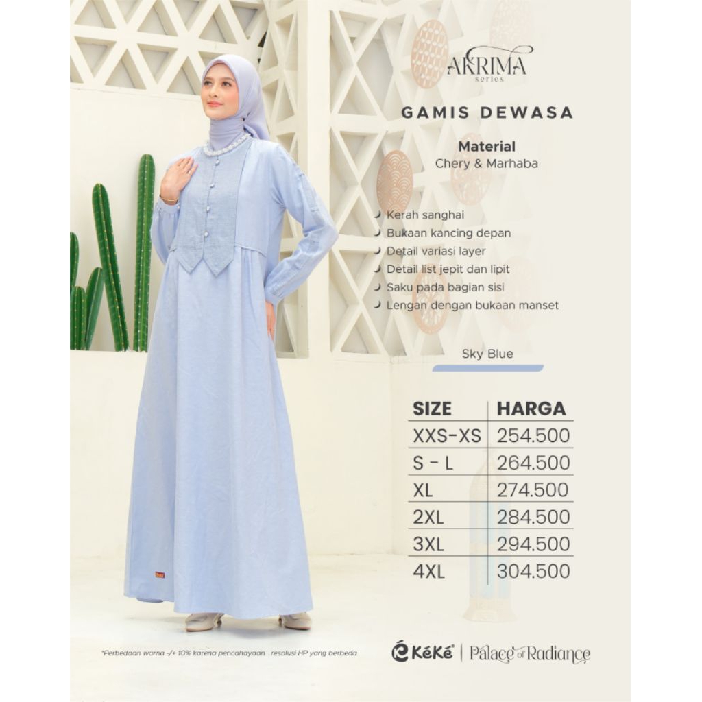 GAMIS DEWASA AKRIMA BY KEKE, GAMIS AKRIMA KEKE, SARIMBIT AKRIMA KEKE GAMIS DEWASA