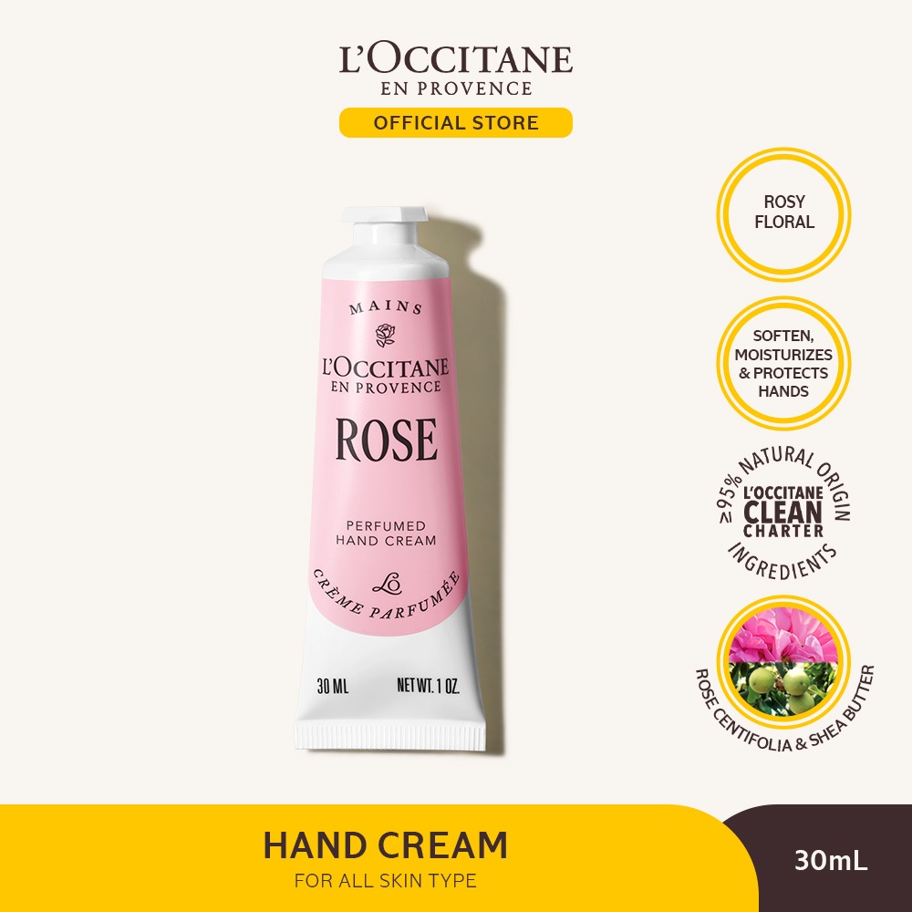 L'Occitane Rose Perfumed Hand Cream 30ml - Krim Tangan Shea Butter Melembabkan