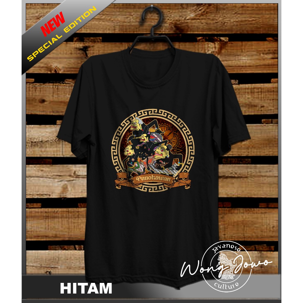 KAOS JAWA KEJAWEN PUNAKAWAN WAYANG KULIT JAWA WARNA HITAM