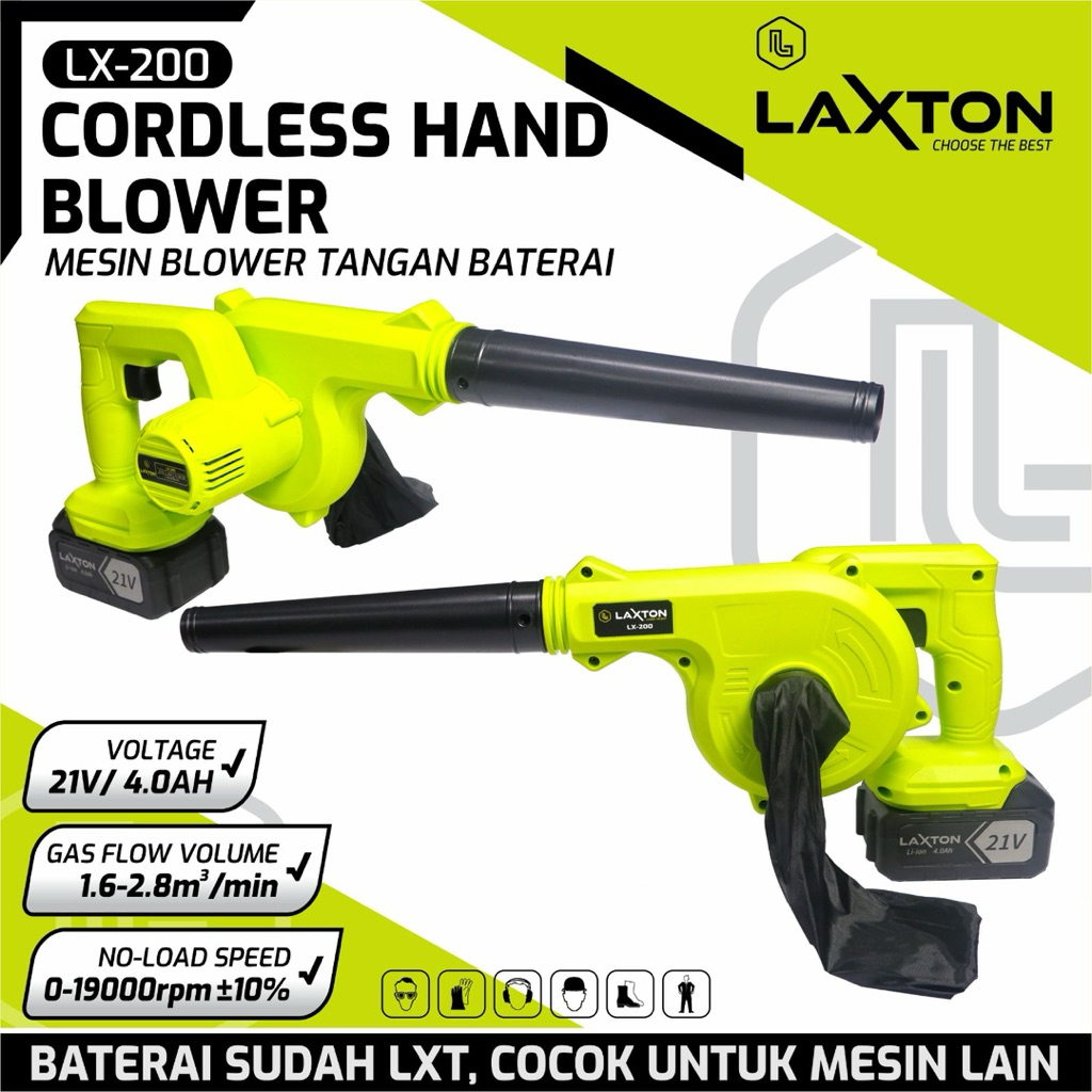 Mesin Blower Tangan Portable Baterai 21V Laxton LX-200 Cordless Hand Blower