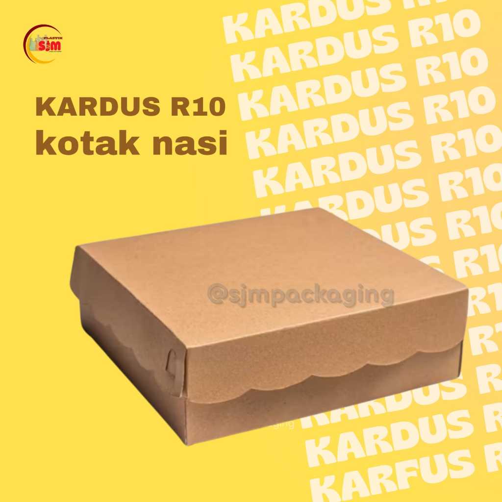 KOTAK KARDUS KUE / NASI R10 ( 20X20) COKLAT KRAF TEBAL 350 gsm + MIKA