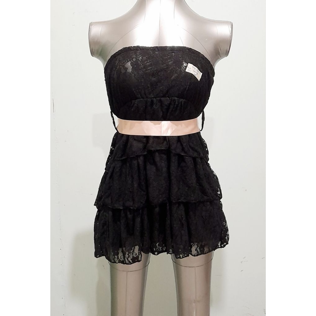 Dress pesta brokat mini hitam