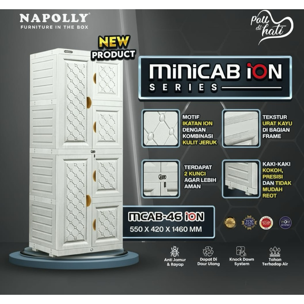 ( instan Kurir ) LEMARI PLASTIK 4 SUSUN NAPOLLY SIZE MINI KECIL