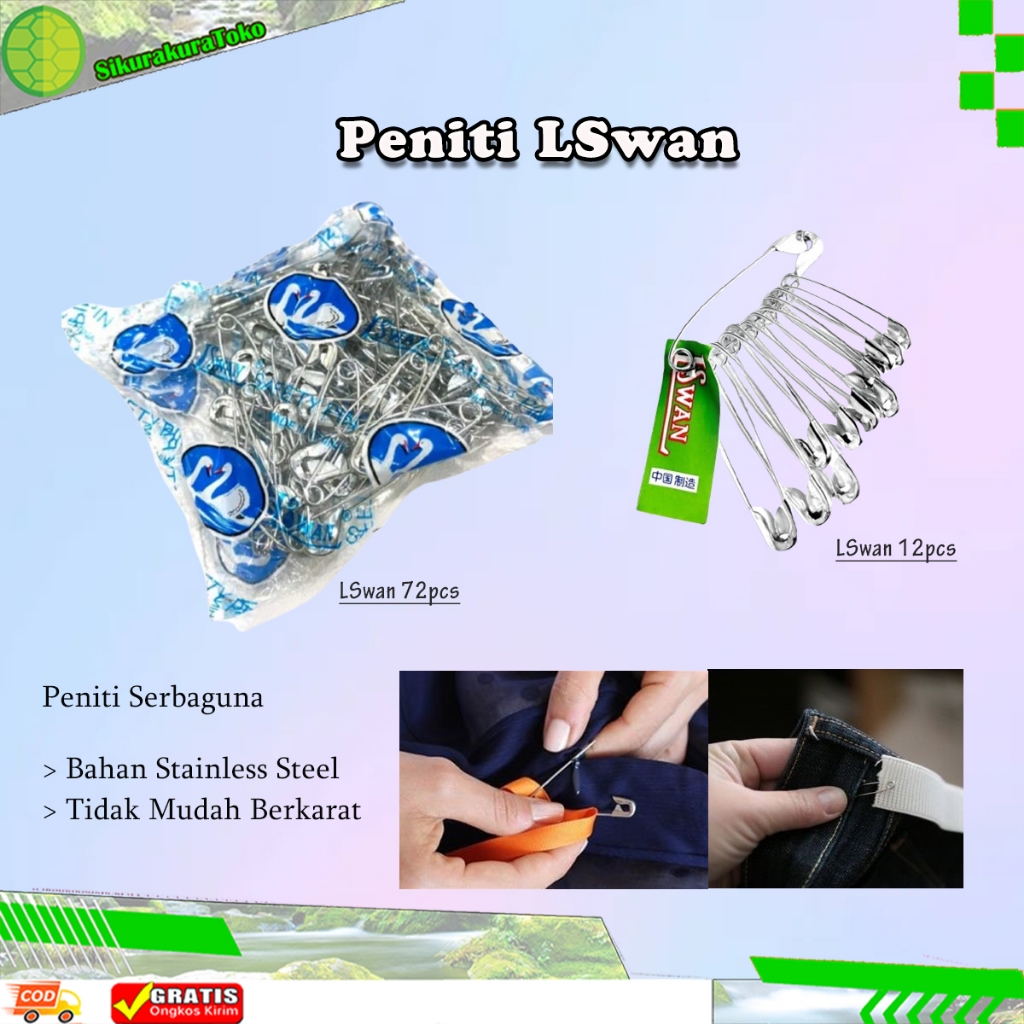 (SKR) Peniti Baju Hijab LSWAN / SWAN Bohlam Peniti Serbaguna Pin Jilbab 1 Renceng Plastik / Kotak Wa