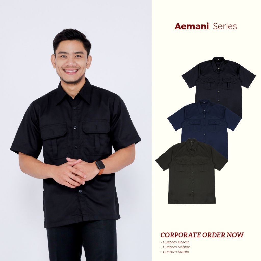 Kemeja PDH PDL Pria Wanita Lengan Pendek Bahan American Drill