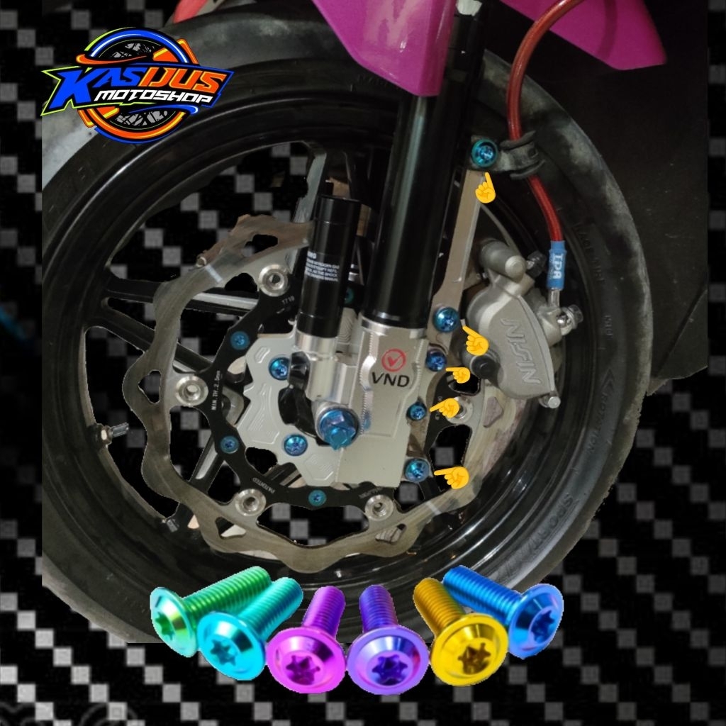 paketan baut titanium shock depan vnd shock depan ktc kytaco beat Scoopy vario