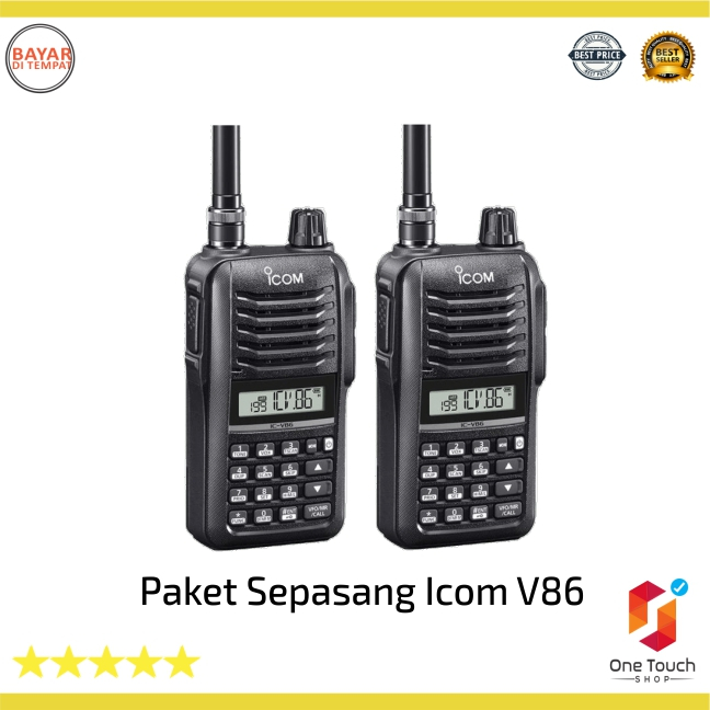Paket Hemat Sepasang 2 Dua Unit Radio Komunikasi HT Handy Talky Walkie Talkie Icom V86 V 86 Siap Pak
