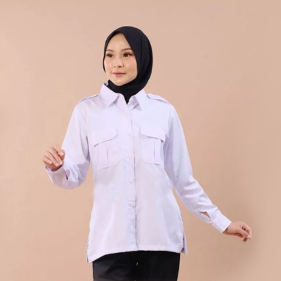 Baju Dinas Putih Pns Wanita Seragam Putih Pns Wanita Kemeja Putih Atasan Pns, Perawat, Asn Lengan Pa