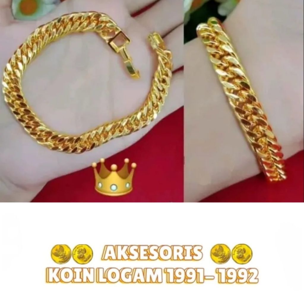Gelang Koin 1991 Gelang Rantai Gold 24 Terbuat Dari Koin Asli Lapis Emas Anti Karat Anti Luntur