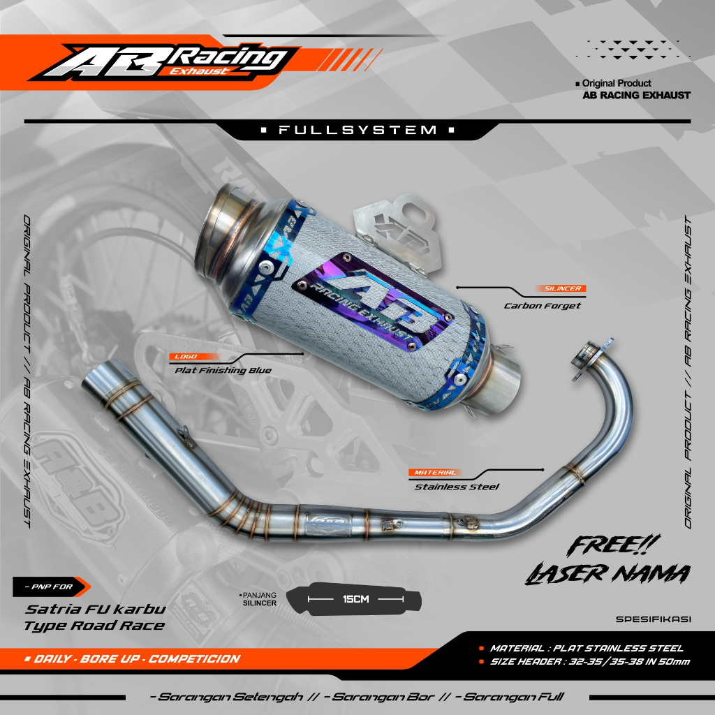 Knalpot satria fu karbu knalpot roadrace fu knalpot racing original produk A&B Racing Exhaust