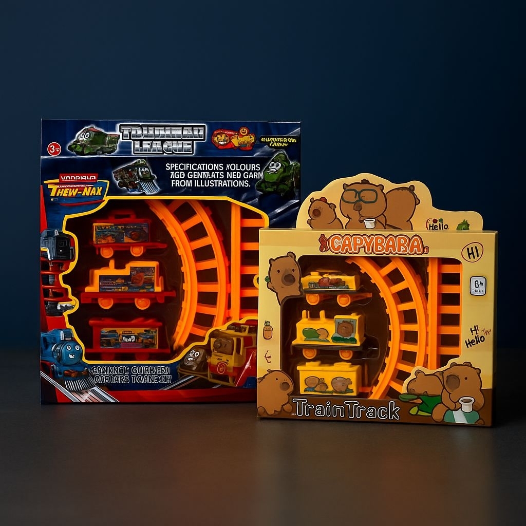 Mainan Anak Kereta Api Kartun Lucu / Kereta Api Baterai / Mainan Kereta Api Set